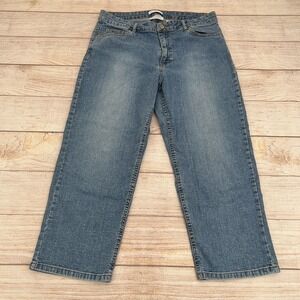 Villager by Liz Claiborne Stretch Jeans Womens 12 Capri Medium Wash Denim Blue